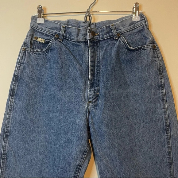 VTG L.L. BEAN 90s High Waisted Contrast Stitching Light Wash Mom Jeans - Picture 2 of 13